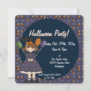 Onroerend meisje 3 van de partij Prim Halloween Ki Kaart
