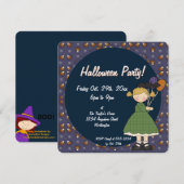 Onroerend meisje van de partij Prim Halloween Kind Kaart (Voorkant / Achterkant)