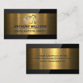 onroerende goederen | goudgeborsteld | zwarte glan visitekaartje (Voorkant / Achterkant)