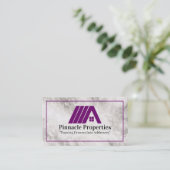 onroerende goederen | Paarse Logo | Marmer Visitekaartje (Staand voorkant)