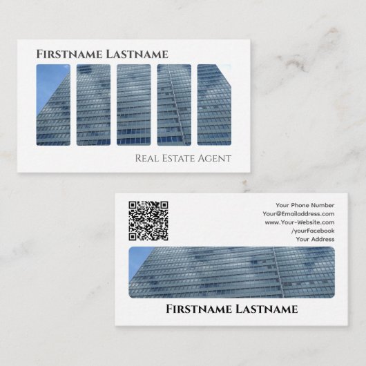 Onroerende makelaar QR-code moderne kantoor Visitekaartje (Voorkant / Achterkant)