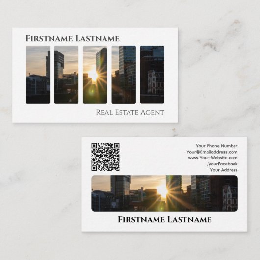 Onroerende makelaar QR-code moderne kantoor Visitekaartje (Voorkant / Achterkant)