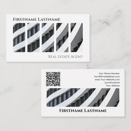 Onroerende makelaar QR-code moderne kantoor Visitekaartje (Voorkant / Achterkant)