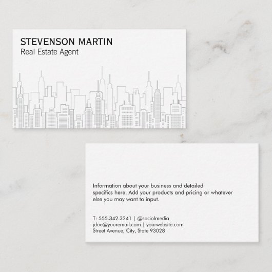 Onroerende Zaken Eigendommen | Stad Achtergrond Visitekaartje (Voorkant / Achterkant)