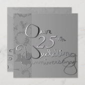 "Ons 25e bruiloft Jubileum" Zilveruitnodiging Kaart (Voorkant / Achterkant)