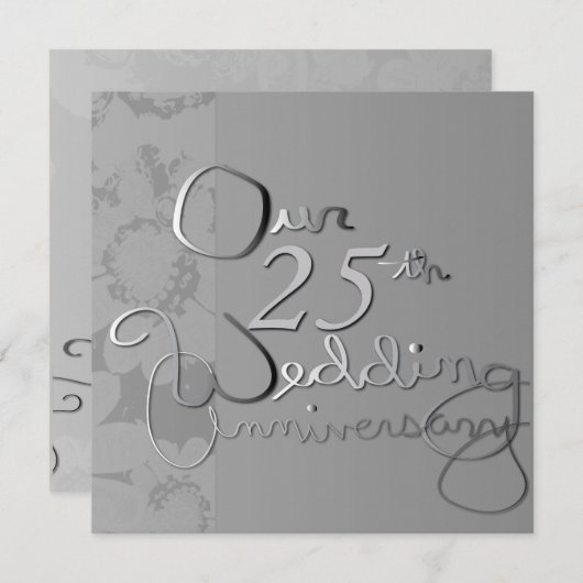 "Ons 25e bruiloft Jubileum" Zilveruitnodiging Kaart (Voorkant / Achterkant)