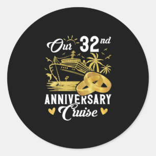 Ons 32-jarig jubileum Gouden Cruise Vakantie Koppe Ronde Sticker