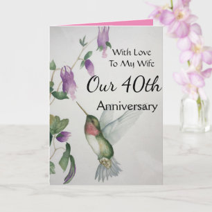 Ons 40ste Jubileum Mijn vrouw met Liefde Hummingbi Kaart