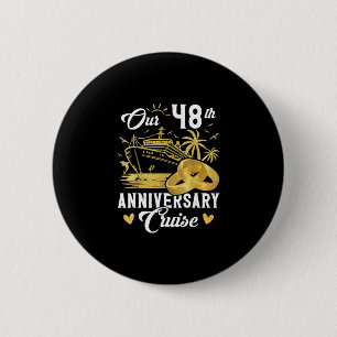 Ons 48-jarig jubileum Gouden Cruise Vakantie Koppe Ronde Button 5,7 Cm