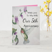 Ons 5e Jubileum Mijn vrouw met liefde kolibrie Kaart (Gele Bloem)