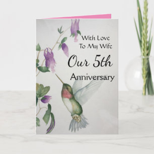 Ons 5e Jubileum Mijn vrouw met liefde kolibrie Kaart