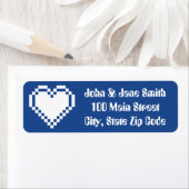 Ons 8-Bit Hart in Blauwe Retouradreslabel Etiket (Insitu)
