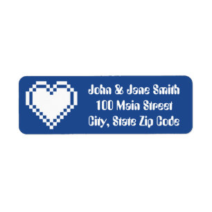 Ons 8-Bit Hart in Blauwe Retouradreslabel Etiket