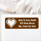 Ons 8-Bit Hart in Chocolade Retouradreslabel Etiket (Insitu)