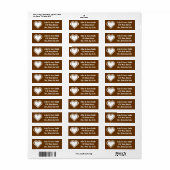 Ons 8-Bit Hart in Chocolade Retouradreslabel Etiket (Full Sheet)