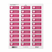 Ons 8-Bit Hart in framboos retouradreslabel Etiket (Full Sheet)