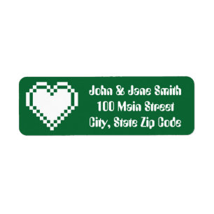 Ons 8-Bit Hart in Groen Retouradreslabel Etiket