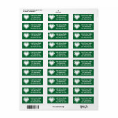 Ons 8-Bit Hart in Groen Retouradreslabel Etiket (Full Sheet)