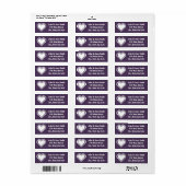Ons 8-Bit Hart in Paarse Retouradreslabel Etiket (Full Sheet)