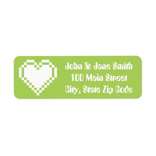 Ons 8-Bit Hart in Peridot Retouradreslabel Etiket (Voorkant)