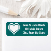 Ons 8-Bit Hart in Teal Retouradreslabel Etiket (Insitu)