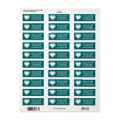 Ons 8-Bit Hart in Teal Retouradreslabel Etiket (Full Sheet)