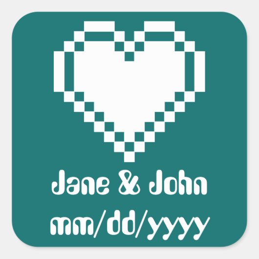 Ons 8-bits hart in Blauwgroen sticker (Voorkant)