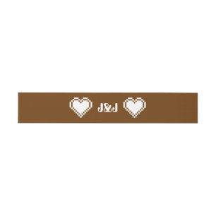 Ons 8-bits hart in chocolade nodigt Belly Band uit Uitnodigingen Wikkel