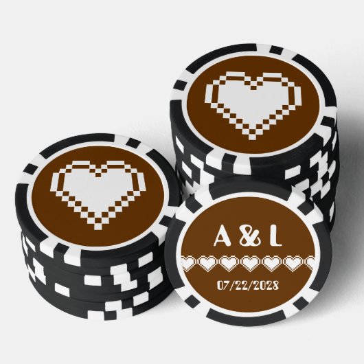 Ons 8-bits hart in chocolade poker chips (Opstapeling)