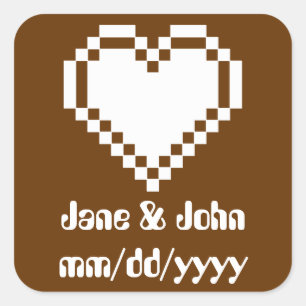 Ons 8-bits hart in chocoladesticker vierkante sticker