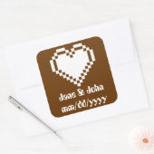 Ons 8-bits hart in chocoladesticker vierkante sticker (Envelop)