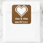 Ons 8-bits hart in chocoladesticker vierkante sticker (Tas)