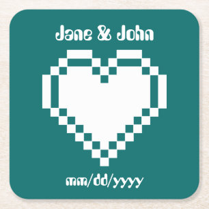 Ons 8-bits hart in het Onderzetter Blauwgroen papi