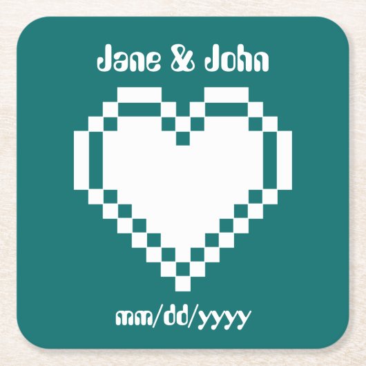 Ons 8-bits hart in het Onderzetter Blauwgroen papi (Voorkant)