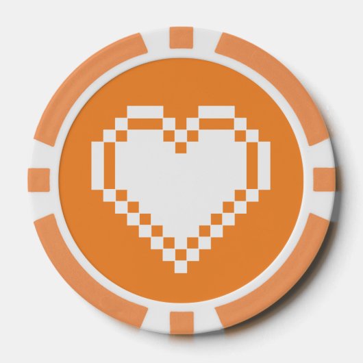 Ons 8-bits hart in het Oranje Poker Chips (Voorkant)