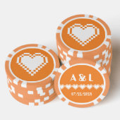 Ons 8-bits hart in het Oranje Poker Chips (Opstapeling)