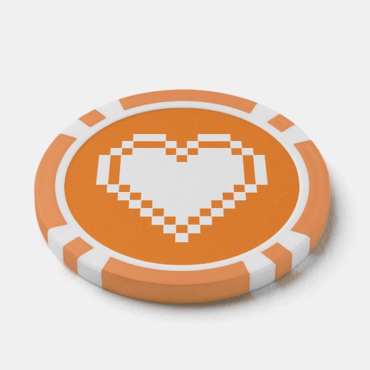 Ons 8-bits hart in het Oranje Poker Chips (Enkel)