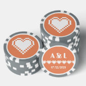 Ons 8-bits hart in koraal poker chips (Opstapeling)