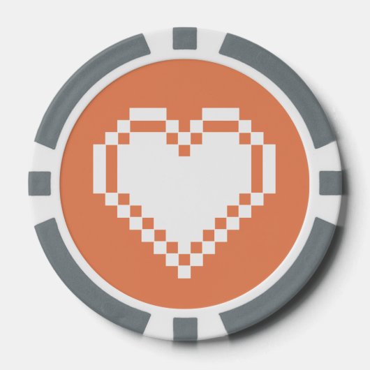 Ons 8-bits hart in koraal poker chips (Voorkant)