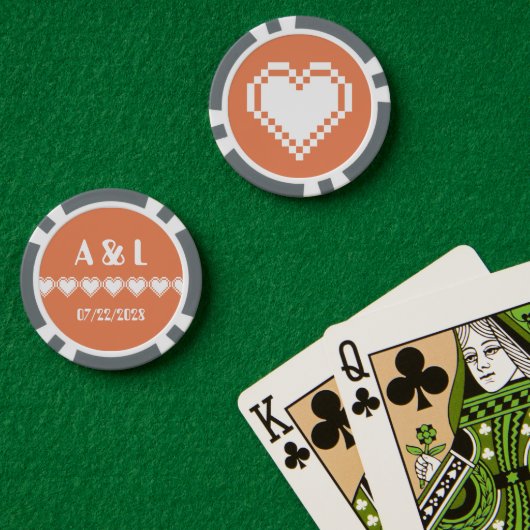 Ons 8-bits hart in koraal poker chips (Pokertafel (Dubbel))