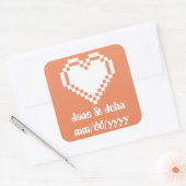 Ons 8-bits hart in koraalsticker vierkante sticker (Envelop)