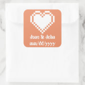Ons 8-bits hart in koraalsticker vierkante sticker (Tas)