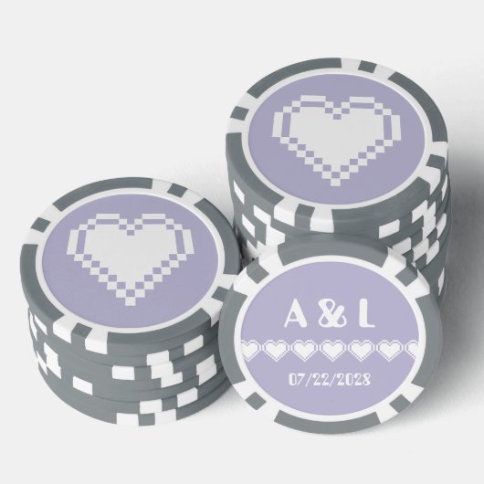 Ons 8-bits hart in Lavender Poker Chips (Opstapeling)