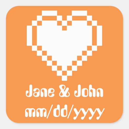 Ons 8-bits hart in Oranje sticker (Voorkant)