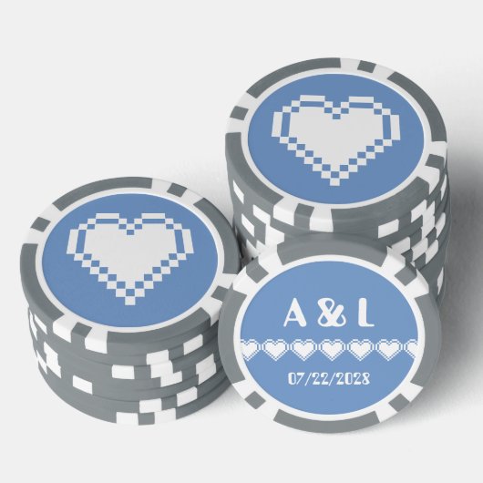 Ons 8-bits hart in Periwinkle Poker Chips (Opstapeling)