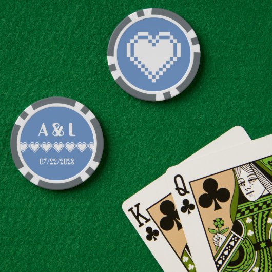 Ons 8-bits hart in Periwinkle Poker Chips (Pokertafel (Dubbel))