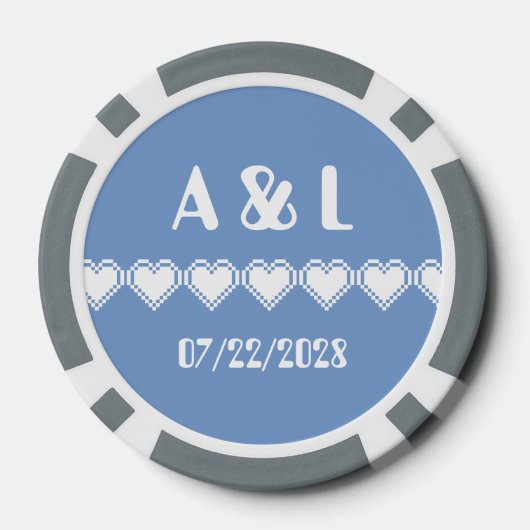 Ons 8-bits hart in Periwinkle Poker Chips (Achterkant)