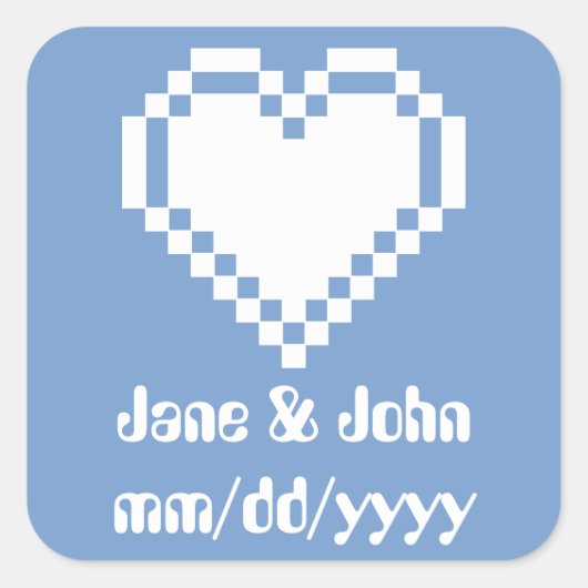 Ons 8-bits hart in Periwinkle-Sticker Vierkante Sticker (Voorkant)