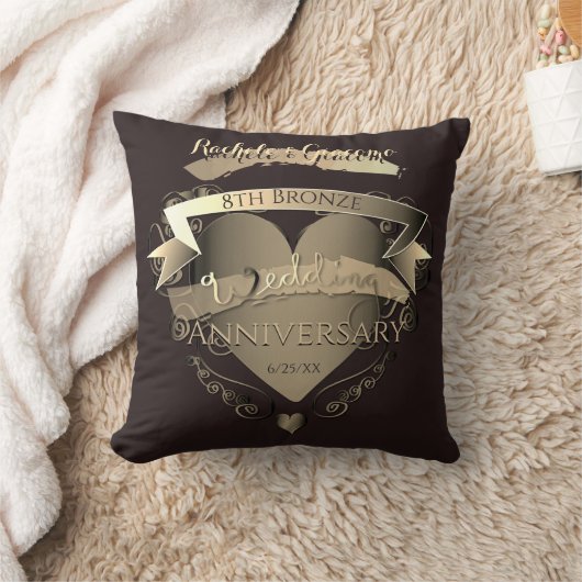 "Ons 8e Jubileum uit de Bronze Wedding"3DHeart Emb Kussen (Deken)