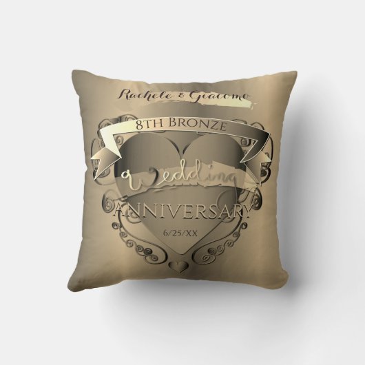 "Ons 8e Jubileum uit de Bronze Wedding"+Foto+Heart Kussen (Achterkant)